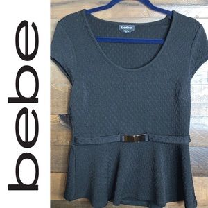 EUC BEBE PEPLUM TOP SZ L